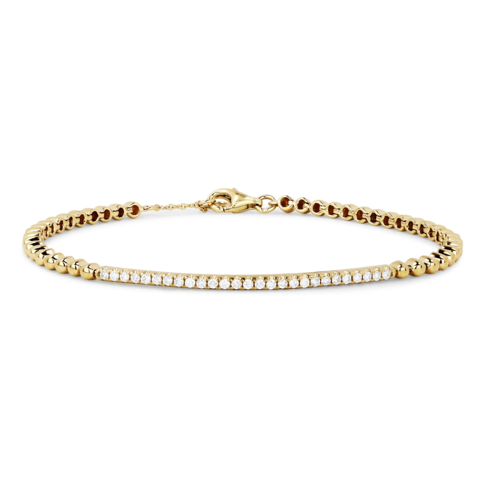 Beautiful Hand Crafted 14K Yellow Gold White Diamond Milano Collection Bracelet