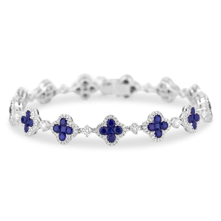 Beautiful Hand Crafted 18K White Gold  Sapphire And Diamond Arianna Collection Bracelet