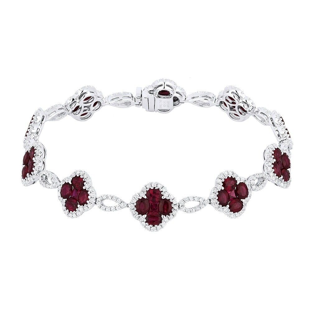 Beautiful Hand Crafted 18K White Gold  Ruby And Diamond Arianna Collection Bracelet
