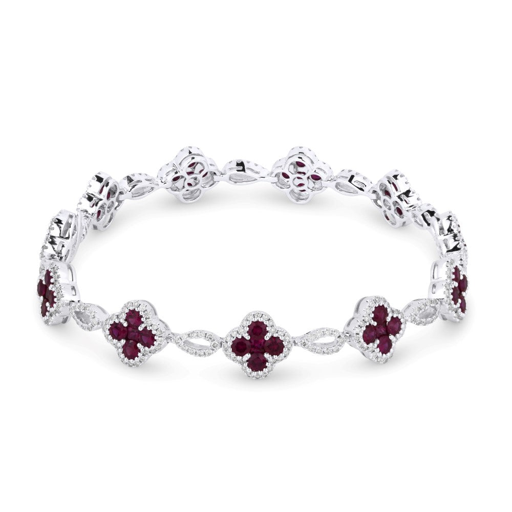 Beautiful Hand Crafted 18K White Gold  Ruby And Diamond Arianna Collection Bracelet