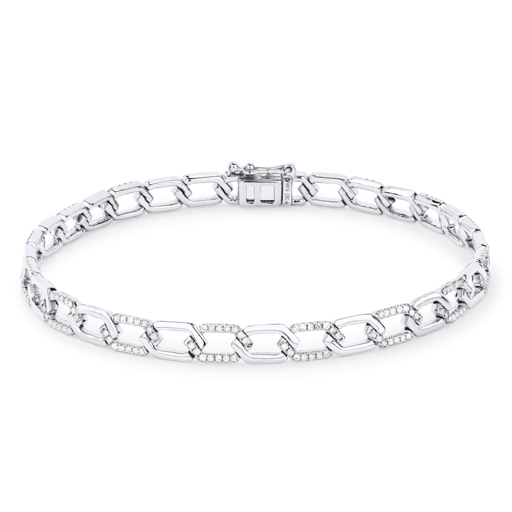 Beautiful Hand Crafted 14K White Gold White Diamond Milano Collection Bracelet