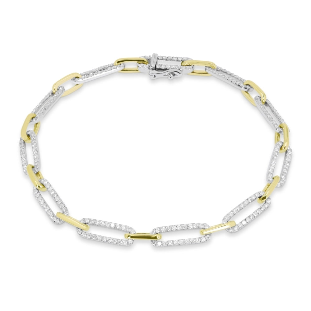 Beautiful Hand Crafted 14K Two Tone Gold White Diamond Milano Collection Bracelet