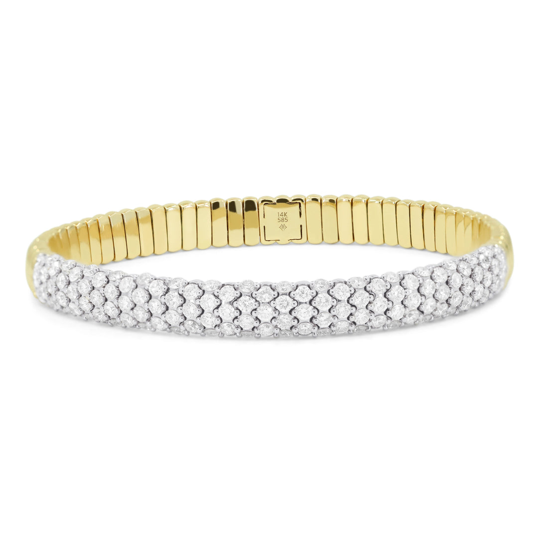 Beautiful Hand Crafted 14K Two Tone Gold White Diamond Milano Collection Bracelet