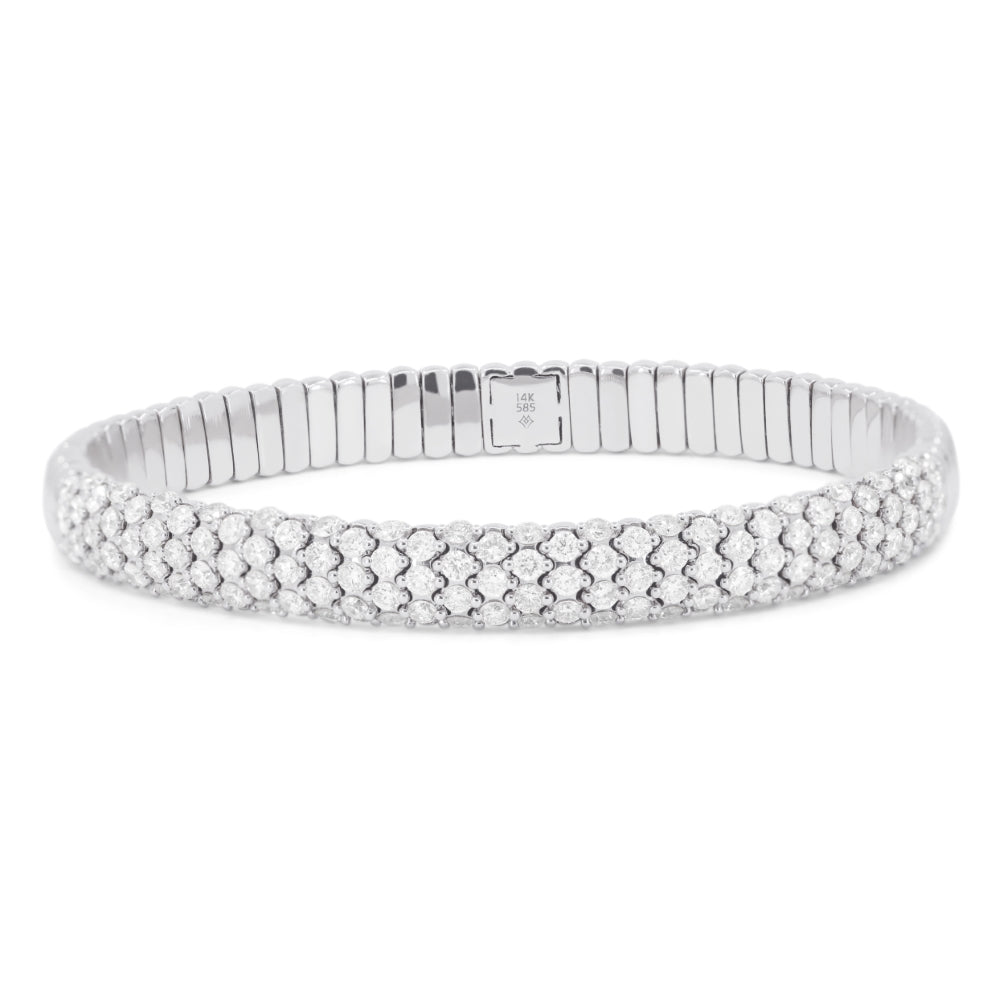 Beautiful Hand Crafted 14K White Gold White Diamond Milano Collection Bracelet