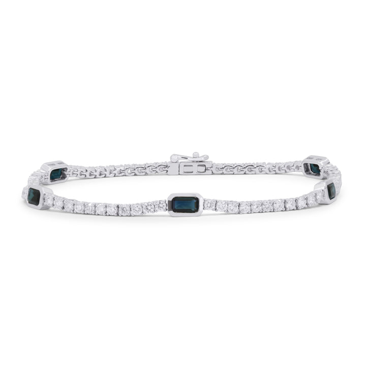 Beautiful Hand Crafted 14K White Gold  Sapphire And Diamond Arianna Collection Bracelet