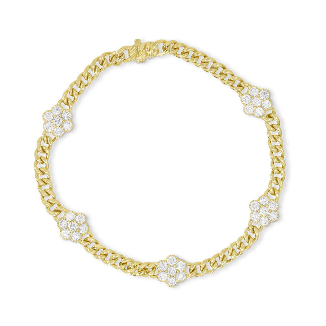 Beautiful Hand Crafted 14K Yellow Gold White Diamond Lumina Collection Bracelet