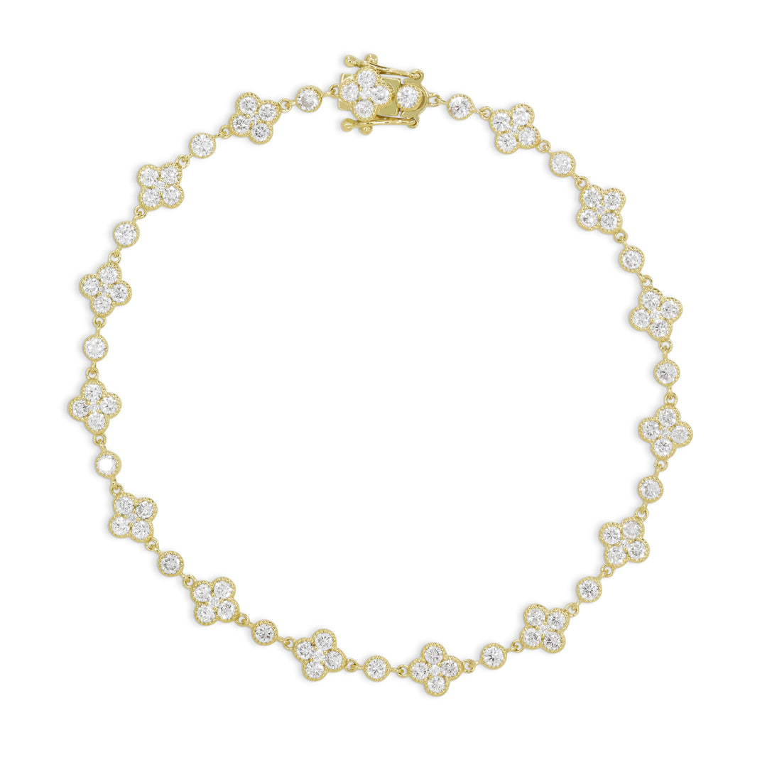 Beautiful Hand Crafted 14K Yellow Gold White Diamond Milano Collection Bracelet
