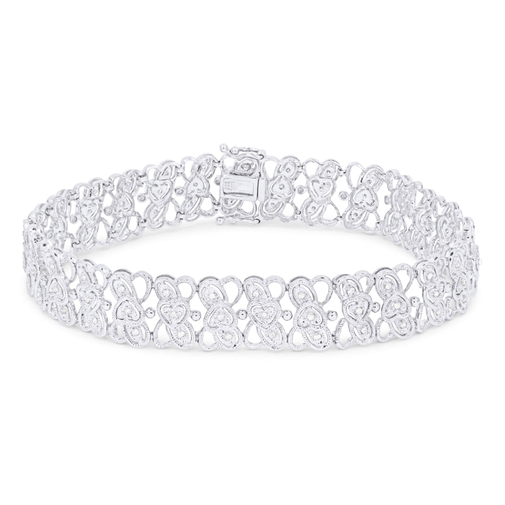 Beautiful Hand Crafted 14K White Gold White Diamond Aspen Collection Bracelet