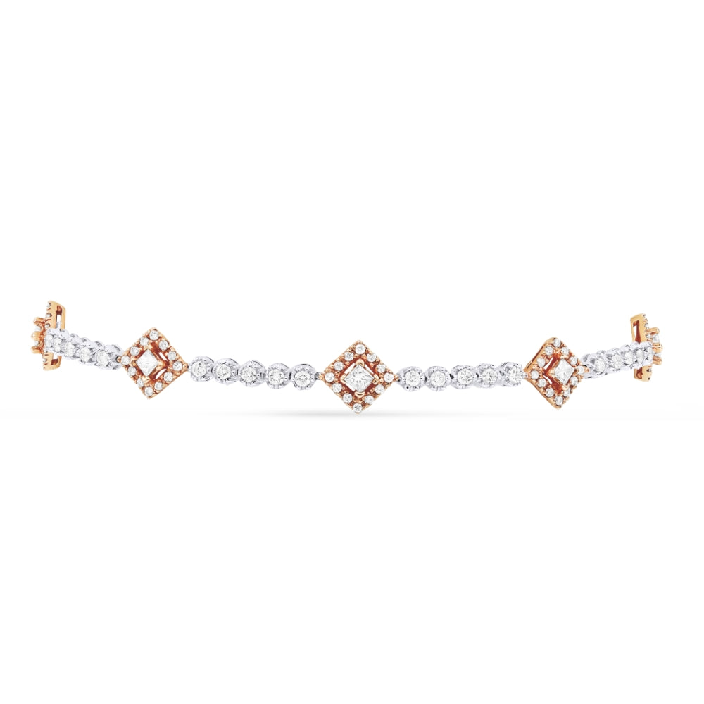 Beautiful Hand Crafted 18K White Gold  Yellow Diamond And Diamond Aspen Collection Bracelet