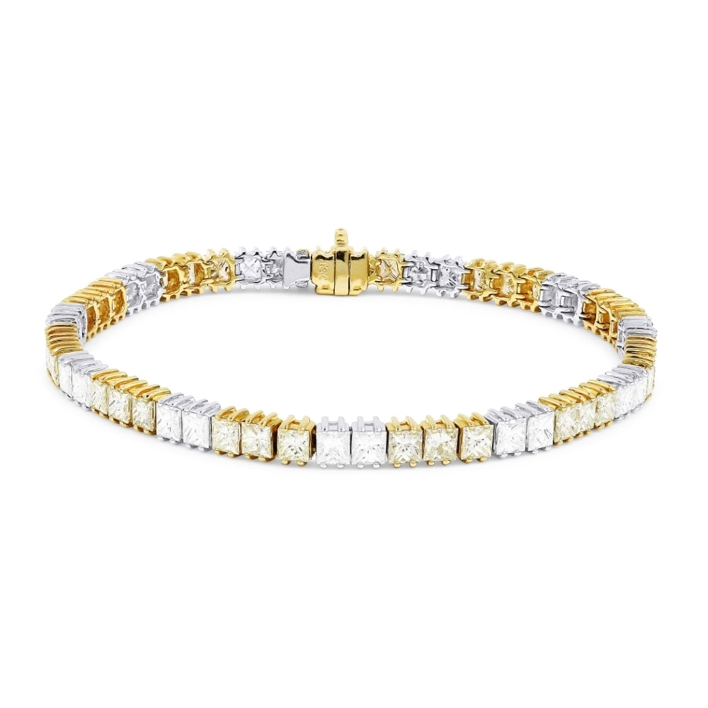 Beautiful Hand Crafted 18K White Gold  Yellow Diamond And Diamond Aspen Collection Bracelet