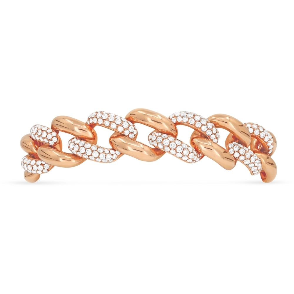 Beautiful Hand Crafted 18K Rose Gold White Diamond Aspen Collection Bracelet