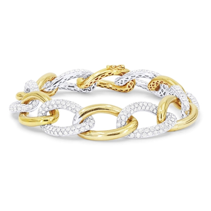 Beautiful Hand Crafted 18K Yellow Gold White Diamond Aspen Collection Bracelet