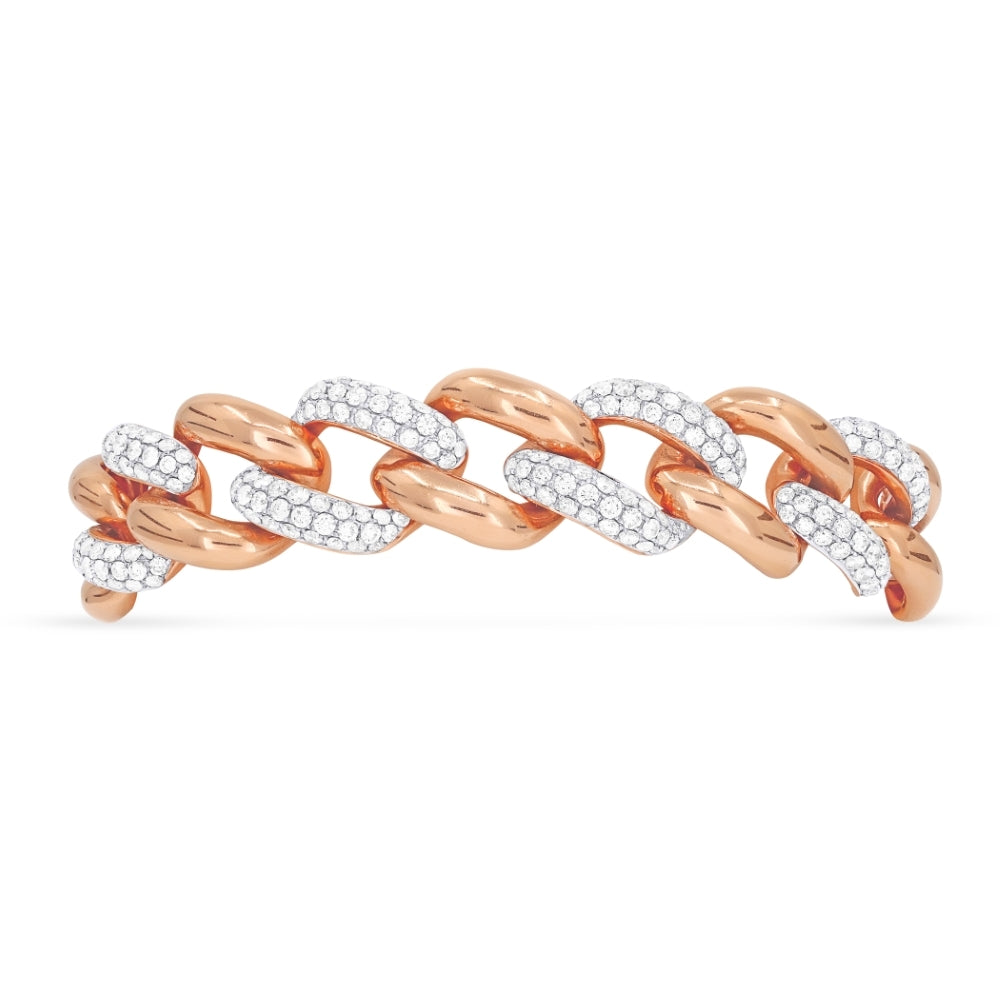Beautiful Hand Crafted 18K Rose Gold White Diamond Aspen Collection Bracelet