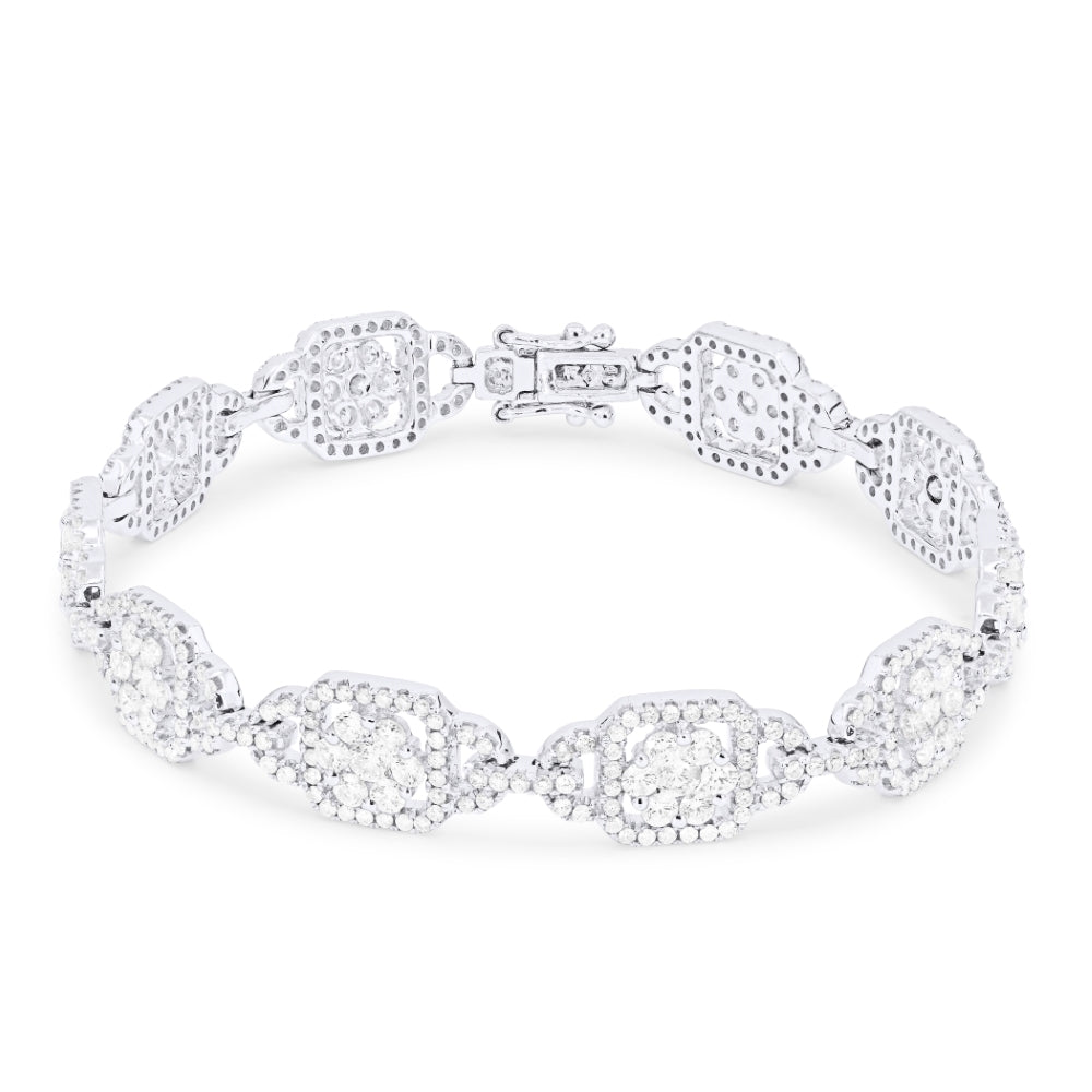 Beautiful Hand Crafted 18K White Gold White Diamond Aspen Collection Bracelet
