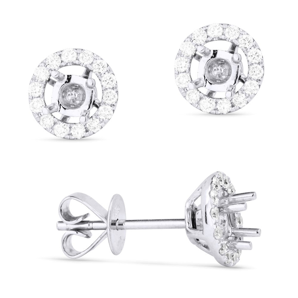 Beautiful Hand Crafted 18K White Gold White Diamond Milano Collection Stud Earrings With A Push Back Closure