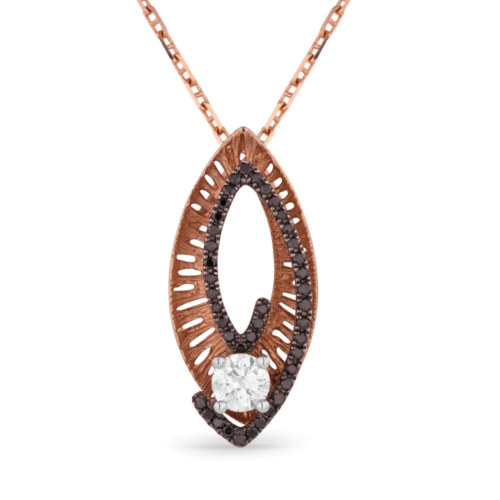 Beautiful Hand Crafted 14K Rose Gold  Black Diamond And Diamond Eclectica Collection Pendant