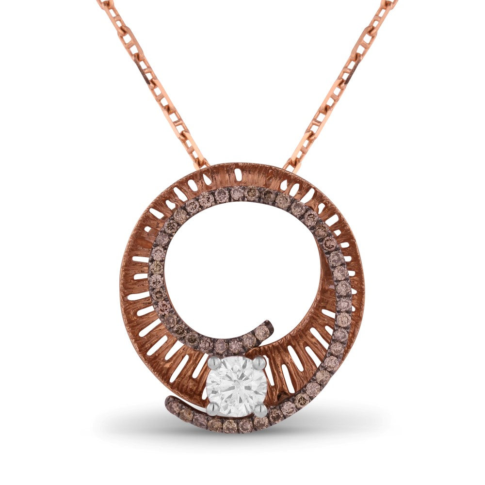 Beautiful Hand Crafted 14K Rose Gold  Brown Diamond And Diamond Eclectica Collection Pendant