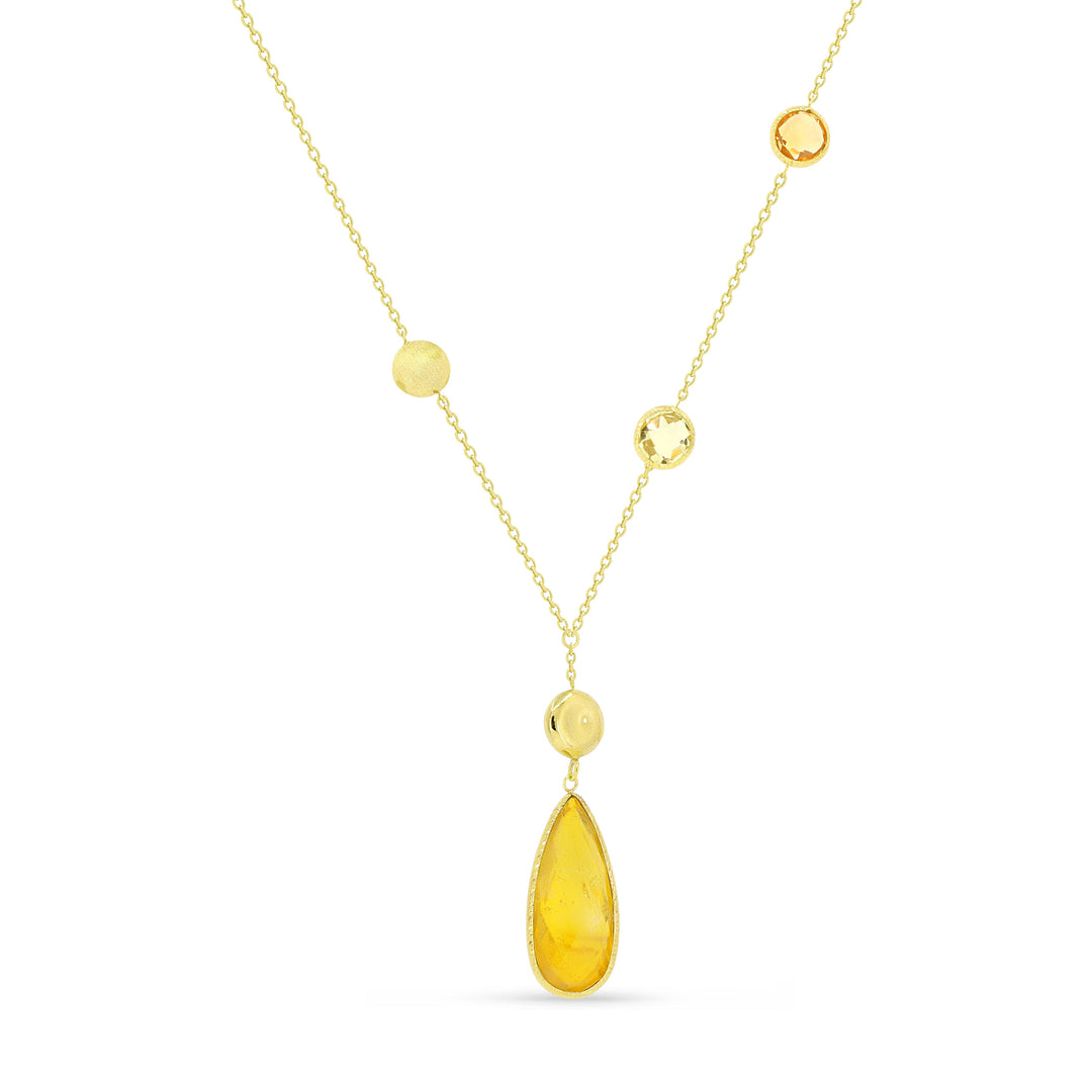 Beautiful Hand Crafted 14K Yellow Gold  Citrine And Diamond Eclectica Collection Necklace