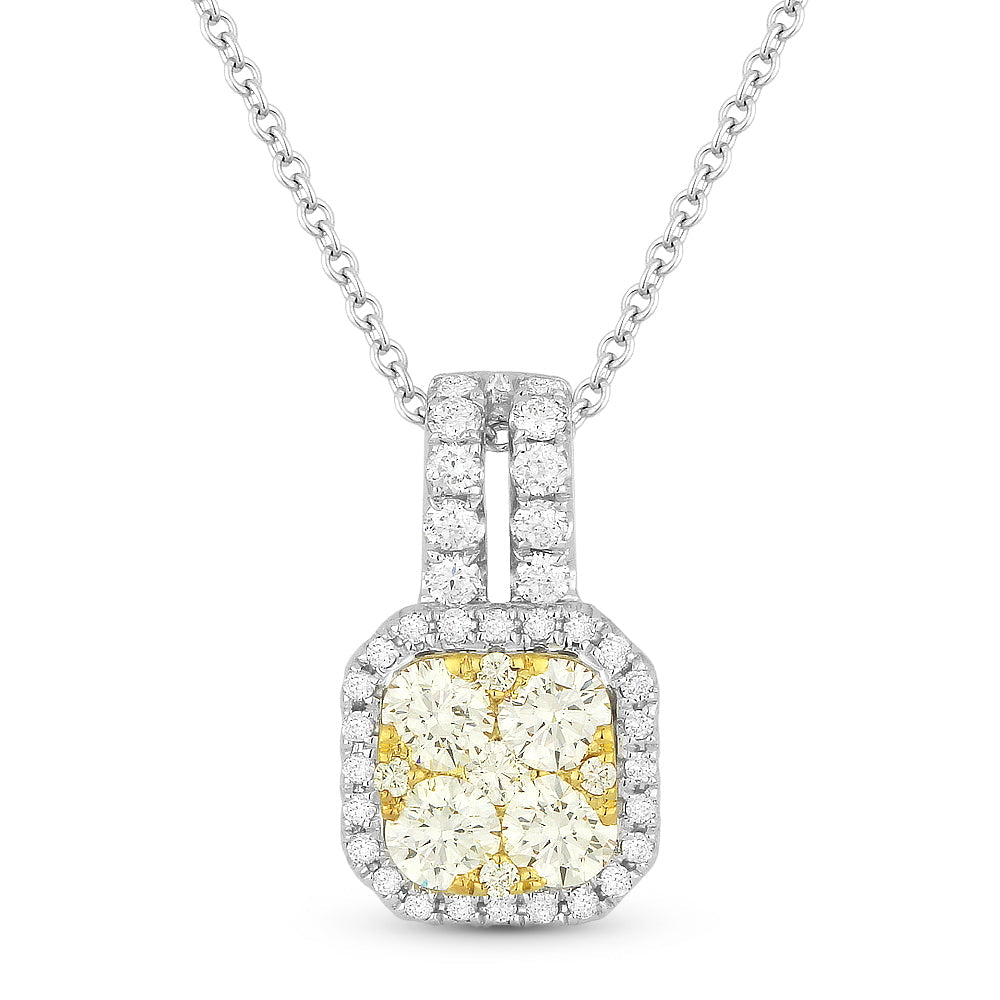 Beautiful Hand Crafted 18K White Gold  Yellow Diamond And Diamond Lumina Collection Pendant
