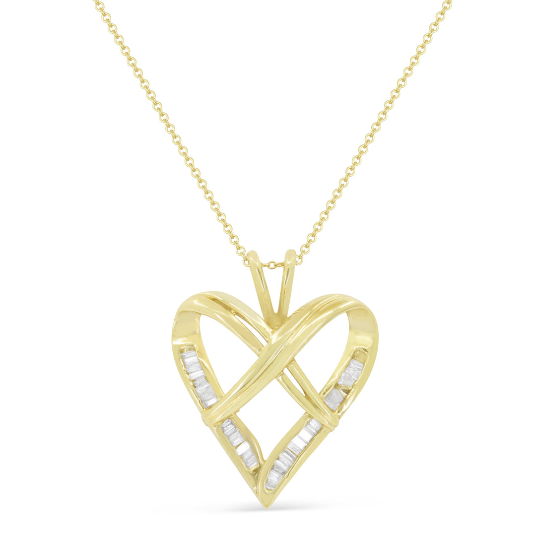 Beautiful Hand Crafted 14K Yellow Gold White Diamond Aspen Collection Pendant