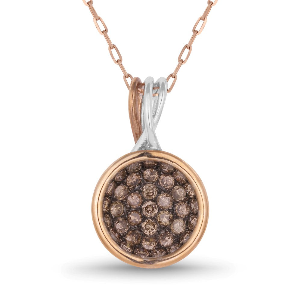Beautiful Hand Crafted 14K Two Tone Gold  Brown Diamond And Diamond Eclectica Collection Pendant