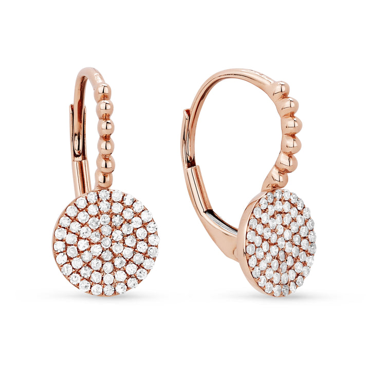 Beautiful Hand Crafted 14K Rose Gold White Diamond Milano Collection Drop Dangle Earrings With A Lever Back Closure