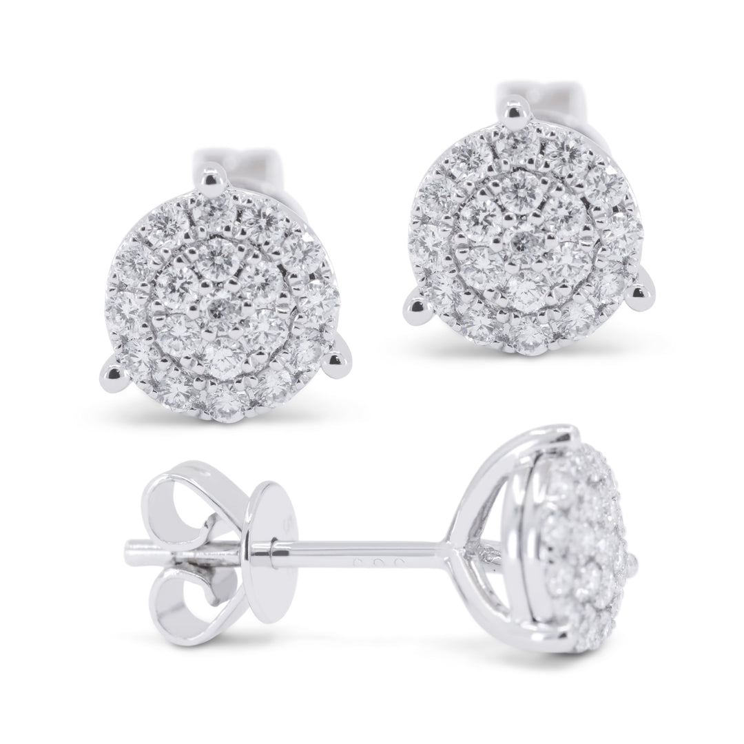 Beautiful Hand Crafted 14K White Gold  White Gold And Diamond Lumina Collection Stud Earrings With A Push Back Closure