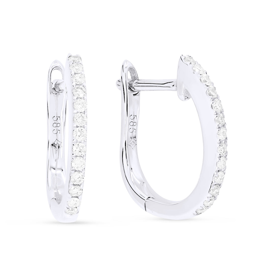 Beautiful Hand Crafted 14K White Gold  Milano Collection Hoop Earrings With A Hoop Closure