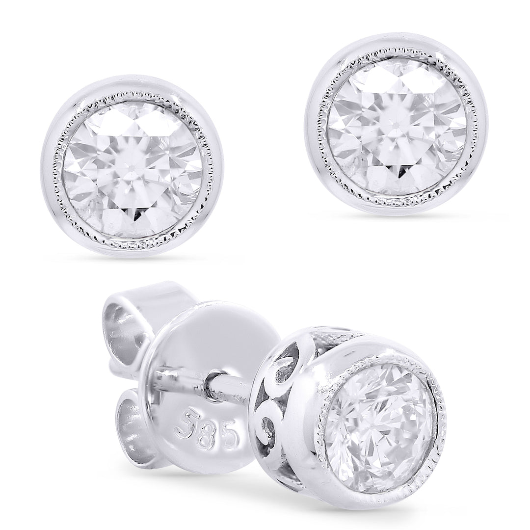 Beautiful Hand Crafted 14K White Gold  Lumina Collection Stud Earrings With A Push Back Closure