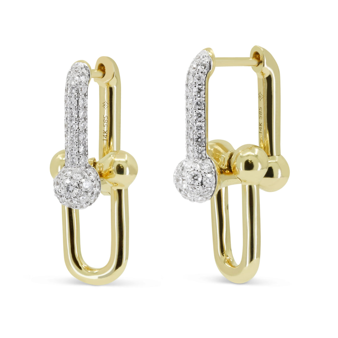 Beautiful Hand Crafted 14K Two Tone Gold White Diamond Milano Collection Drop Dangle Earrings With A Lever Back Closure