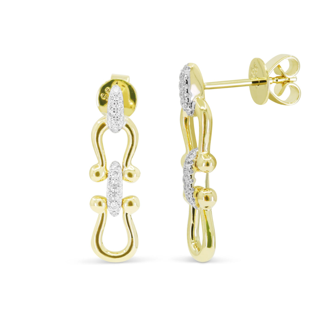 Beautiful Hand Crafted 14K Two Tone Gold White Diamond Milano Collection Drop Dangle Earrings With A Push Back Closure