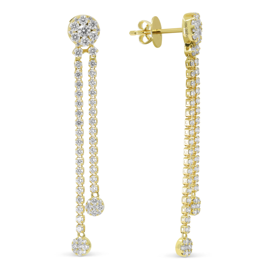 Beautiful Hand Crafted 14K Yellow Gold White Diamond Lumina Collection Drop Dangle Earrings With A Push Back Closure