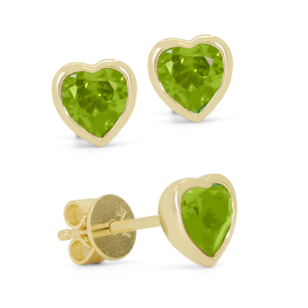 Beautiful Hand Crafted 14K Yellow Gold 5MM Peridot And Diamond Essentials Collection Stud Earrings With A Push Back Closure