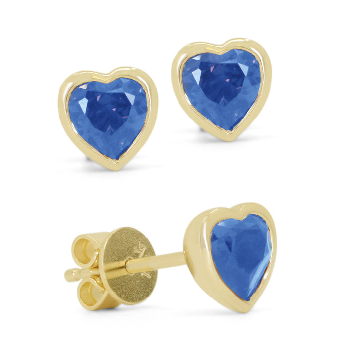 Beautiful Hand Crafted 14K Yellow Gold 5MM Swiss Blue Topaz And Diamond Essentials Collection Stud Earrings With A Push Back Closure