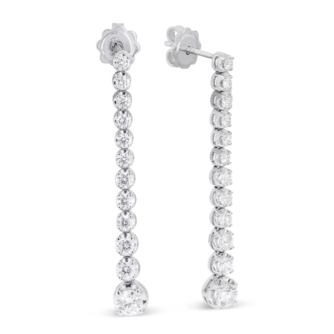 Beautiful Hand Crafted 14K White Gold White Diamond Milano Collection Drop Dangle Earrings