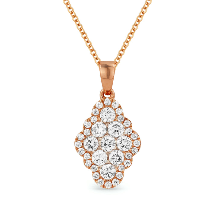 Beautiful Hand Crafted 14K Rose Gold White Diamond Lumina Collection Pendant