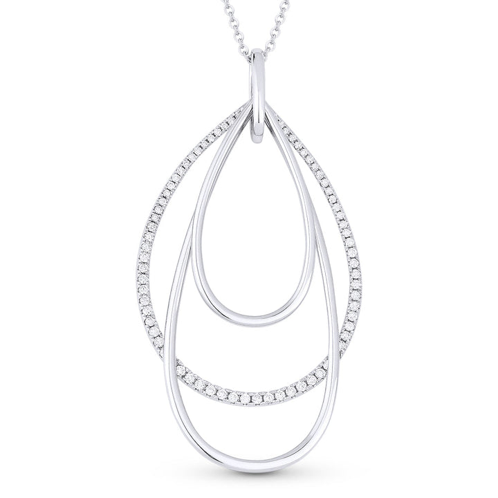 Beautiful Hand Crafted 14K White Gold White Diamond Milano Collection Pendant