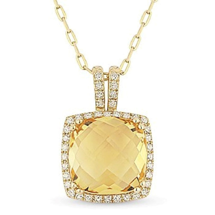 Beautiful Hand Crafted 14K Yellow Gold  Citrine And Diamond Eclectica Collection Pendant