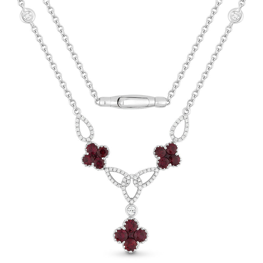 Beautiful Hand Crafted 18K White Gold  Ruby And Diamond Arianna Collection Necklace