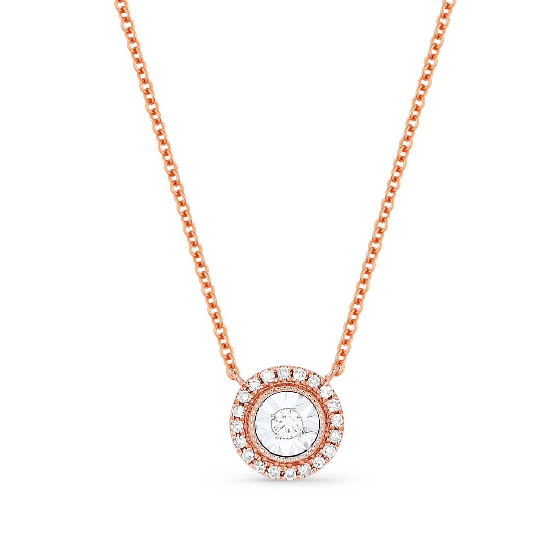 Beautiful Hand Crafted 14K Rose Gold White Diamond Lumina Collection Necklace