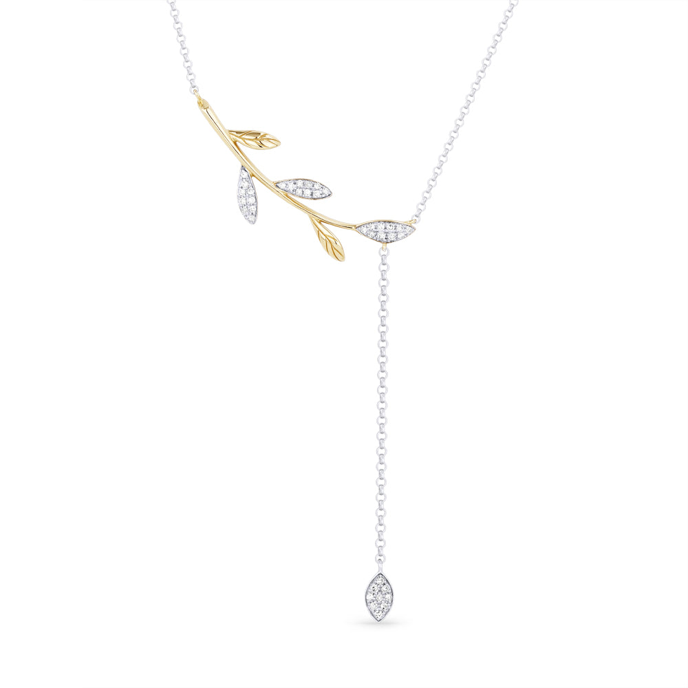 Beautiful Hand Crafted 14K Two Tone Gold White Diamond Milano Collection Necklace