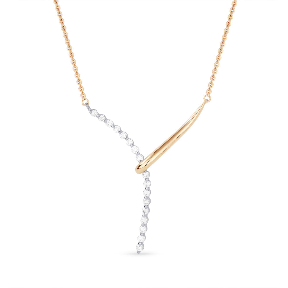 Beautiful Hand Crafted 14K Two Tone Gold White Diamond Milano Collection Necklace