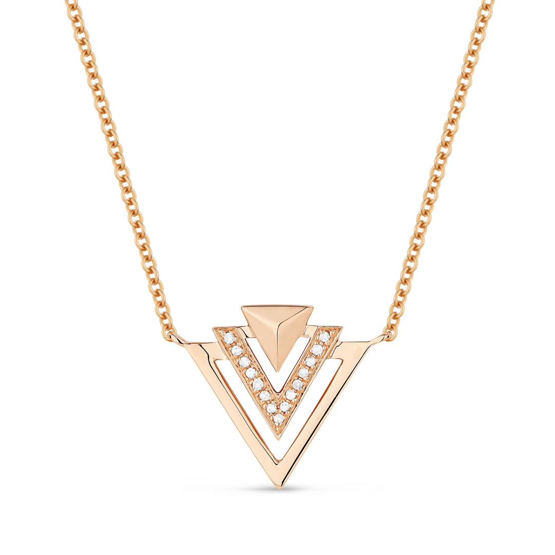 Beautiful Hand Crafted 14K Rose Gold White Diamond Milano Collection Necklace