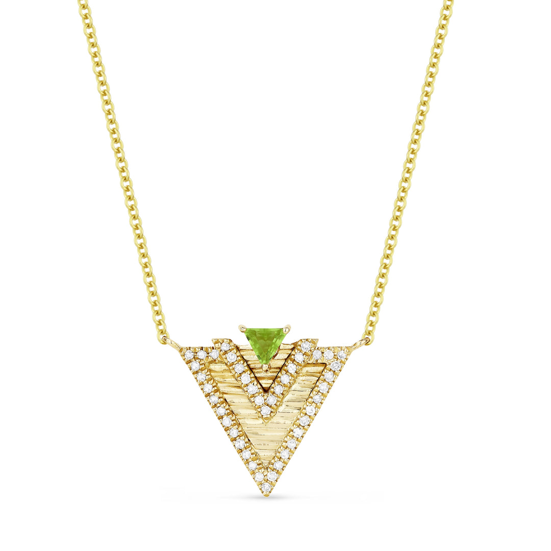 Beautiful Hand Crafted 14K Yellow Gold  Peridot And Diamond Eclectica Collection Necklace