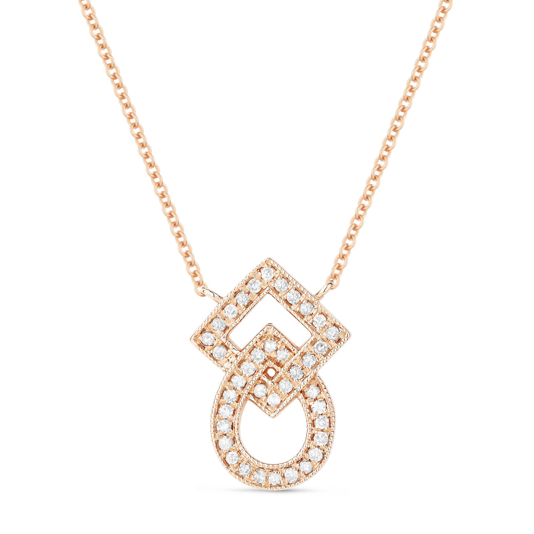 Beautiful Hand Crafted 14K Rose Gold White Diamond Milano Collection Necklace
