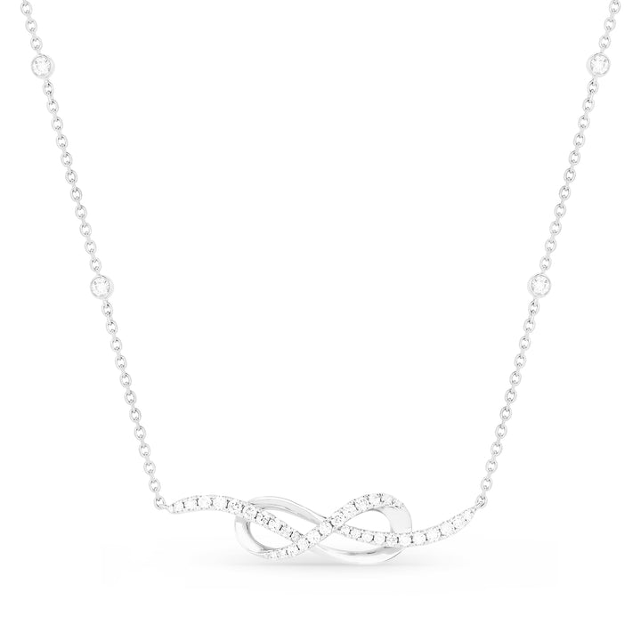 Beautiful Hand Crafted 14K White Gold White Diamond Milano Collection Necklace