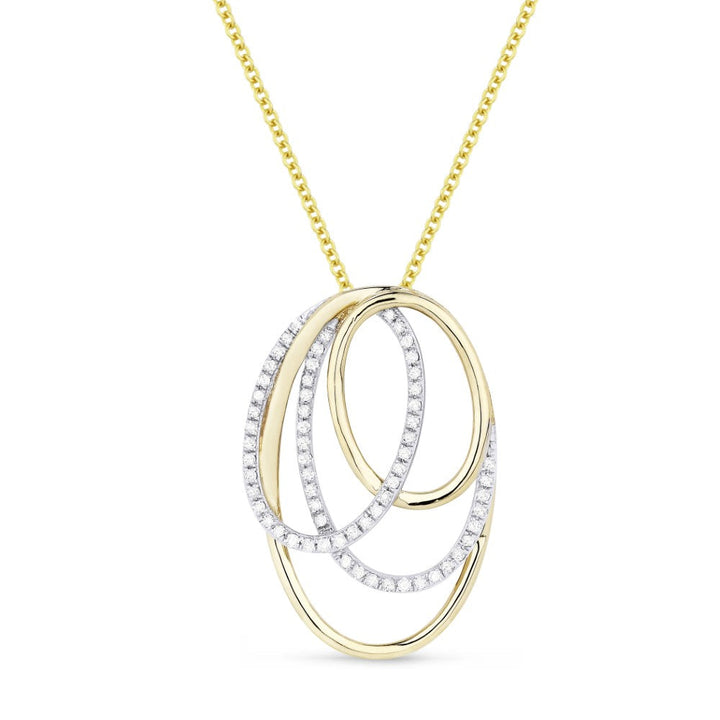 Beautiful Hand Crafted 14K Two Tone Gold White Diamond Milano Collection Pendant