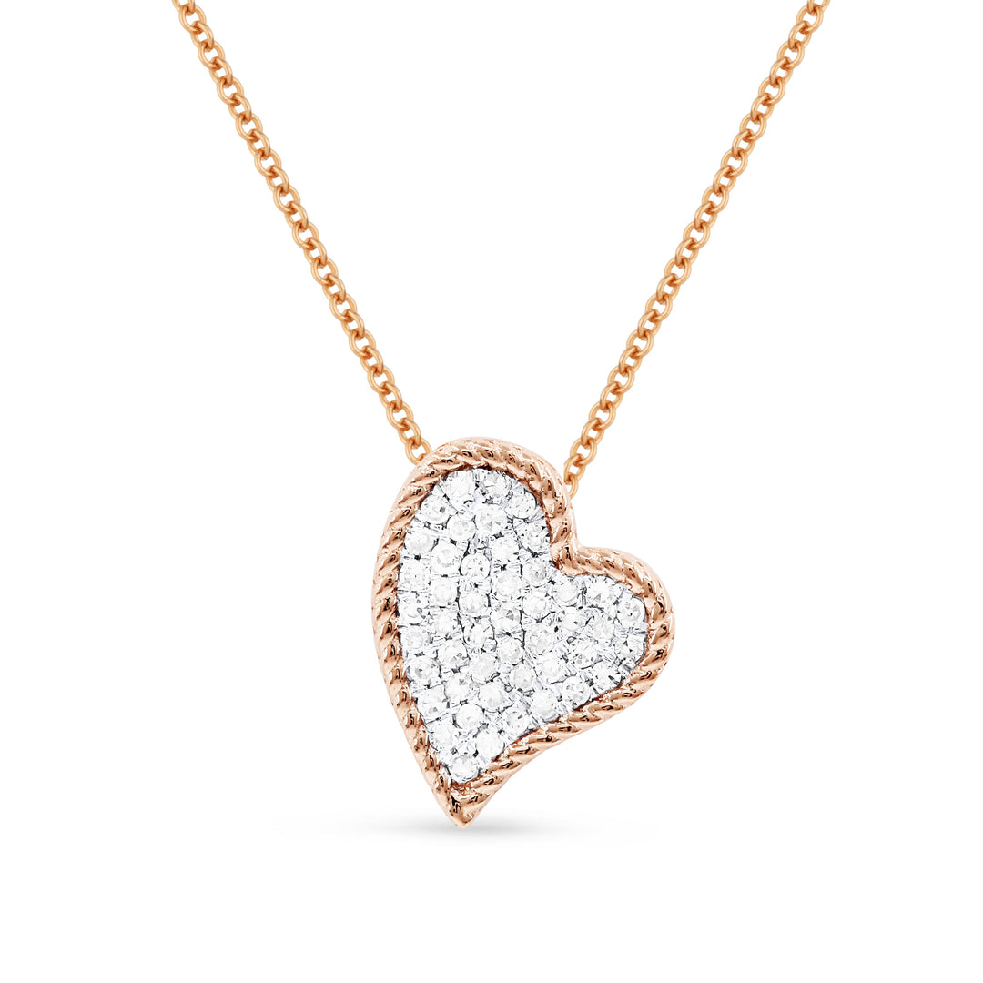 Beautiful Hand Crafted 14K Rose Gold White Diamond Milano Collection Pendant