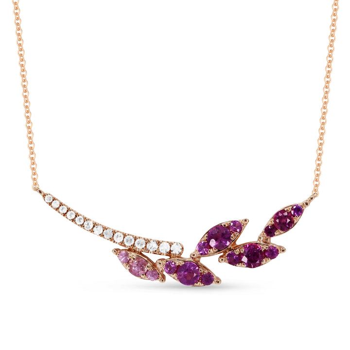Beautiful Hand Crafted 14K Rose Gold  Pink Sapphire And Diamond Arianna Collection Necklace