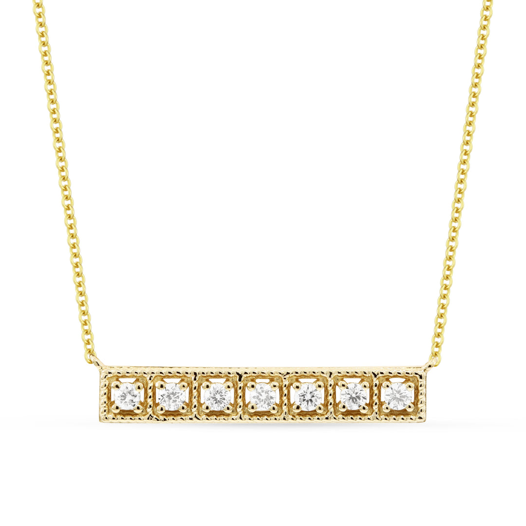 Beautiful Hand Crafted 14K Yellow Gold White Diamond Milano Collection Necklace